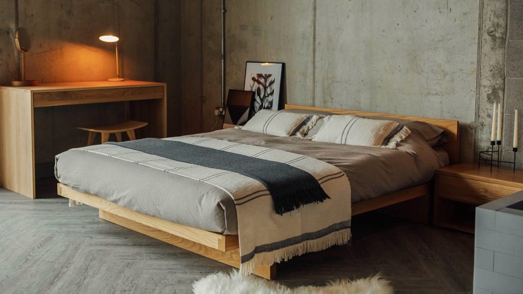 Great for a low ceiling loft space our Kyoto bed is a low solid wood bed and comes with or without a headboard.