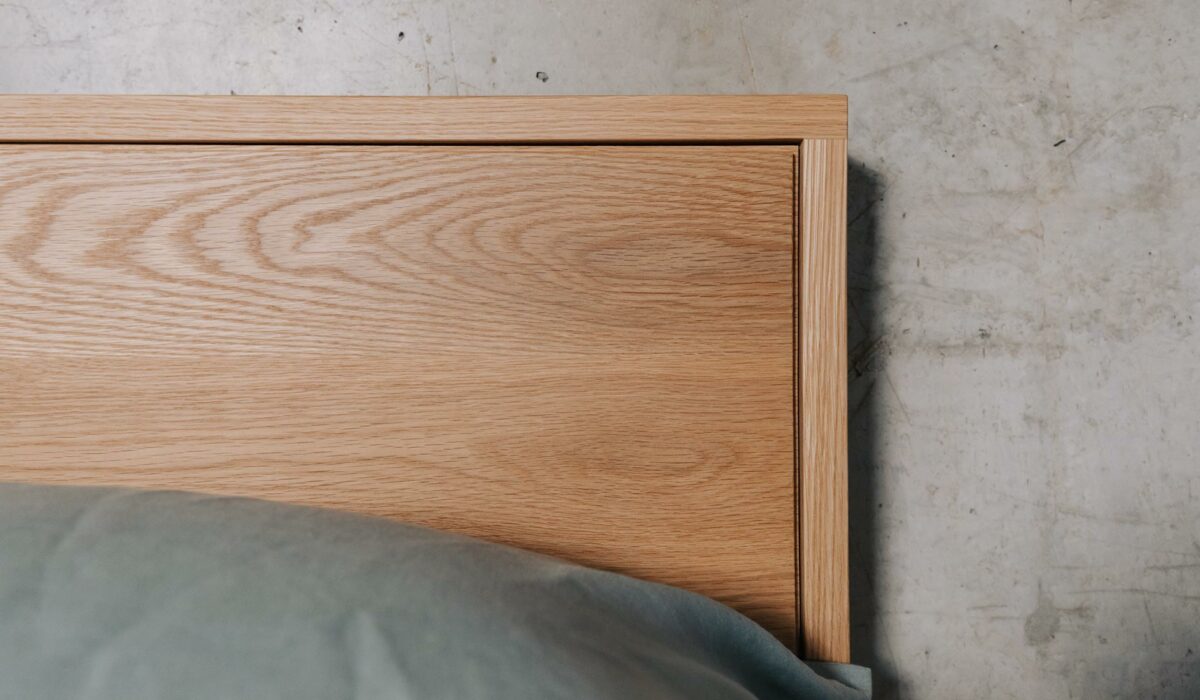 oak Leith modern bed headboard detail 1