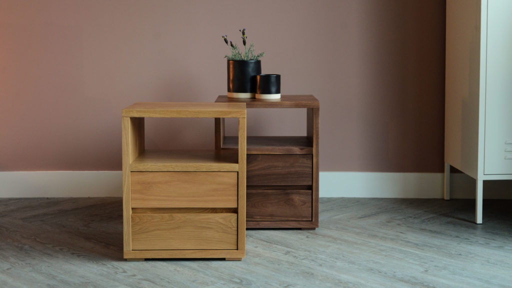 2 drawer bedside tables from Natural Bed Company available in oak and walnut