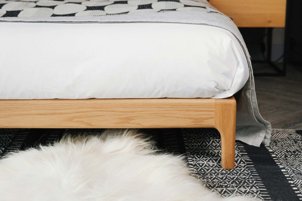 Hand crafted solid wooden low bed the Carnaby