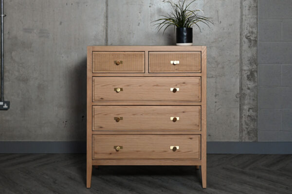 Deco - Reeded Oak 5 Drawer Chest