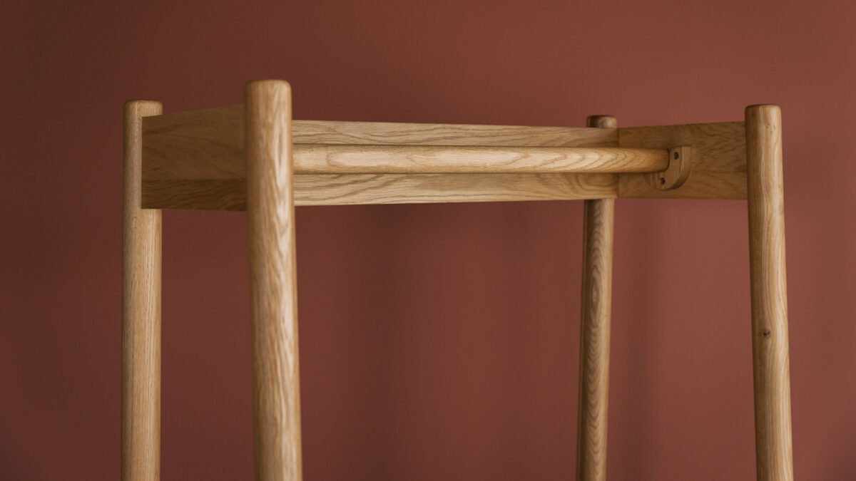 oak clothes rail detail