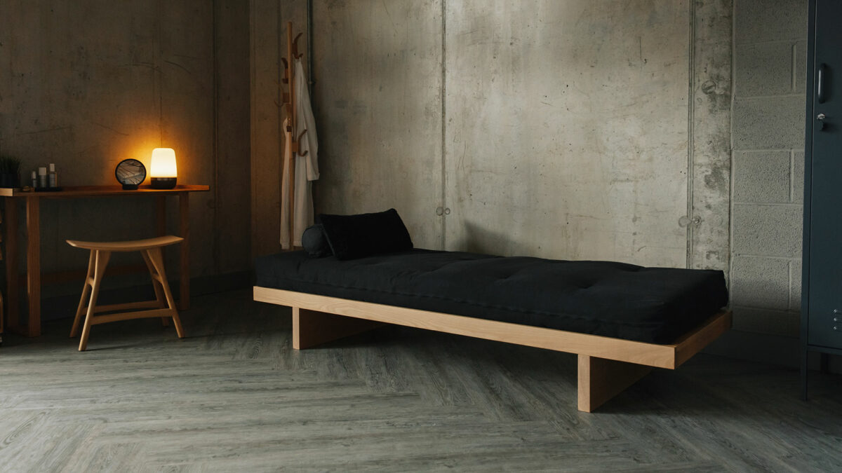 Japanese style single bed in solid oak