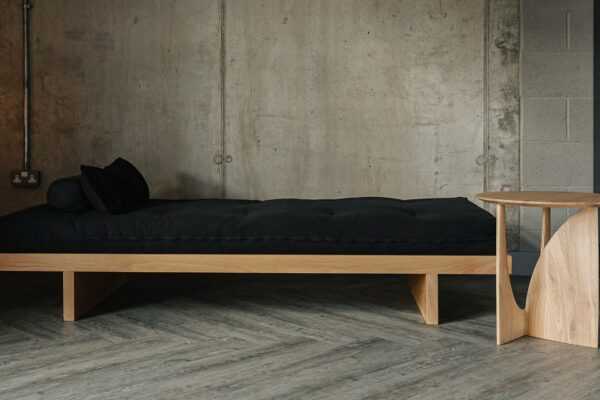 oak kyoto daybed with oak geometric side table