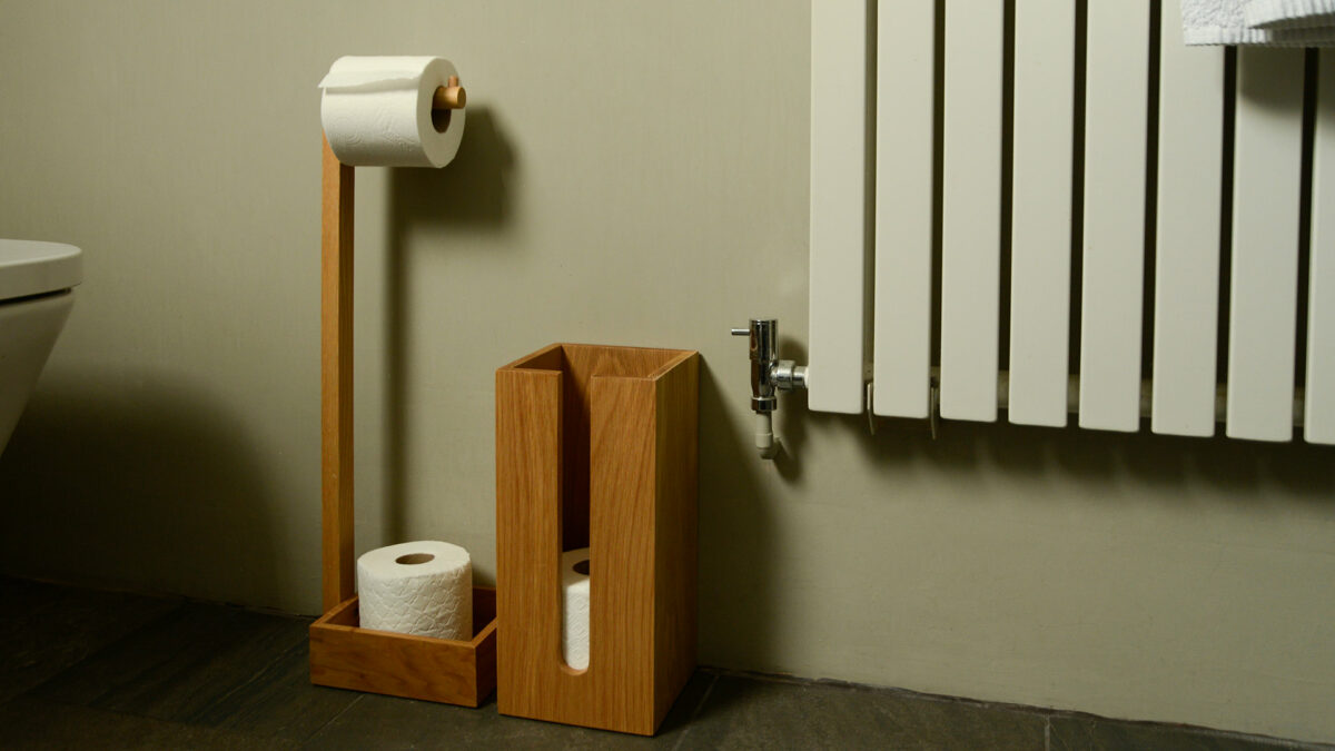 oak storage for toilet rolls