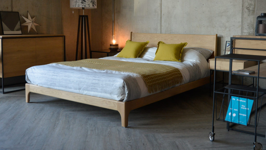 Exclusive low oak Carnaby bed, designed and hand crafted by us in Sheffield.