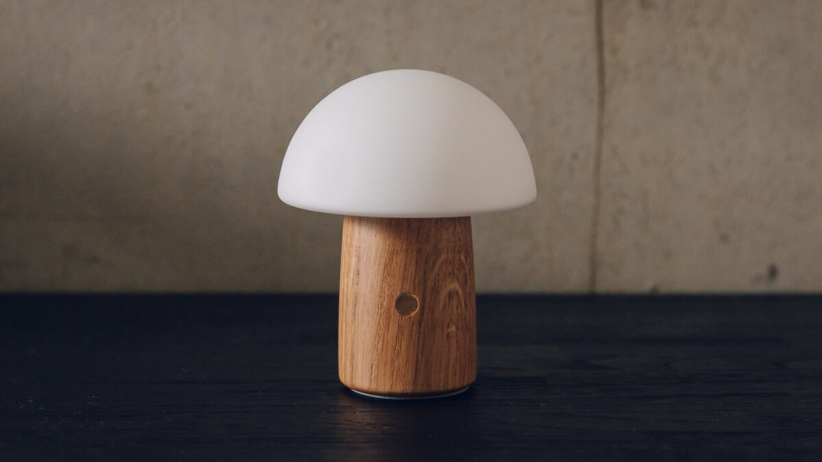 mini LED mushroom light with colour change or white light and a wooden base