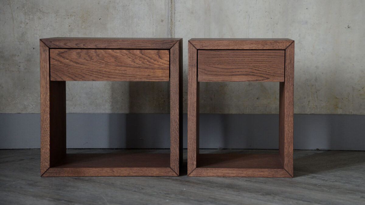 Wall Mountable Bedside Units - Walnut Stained Oak