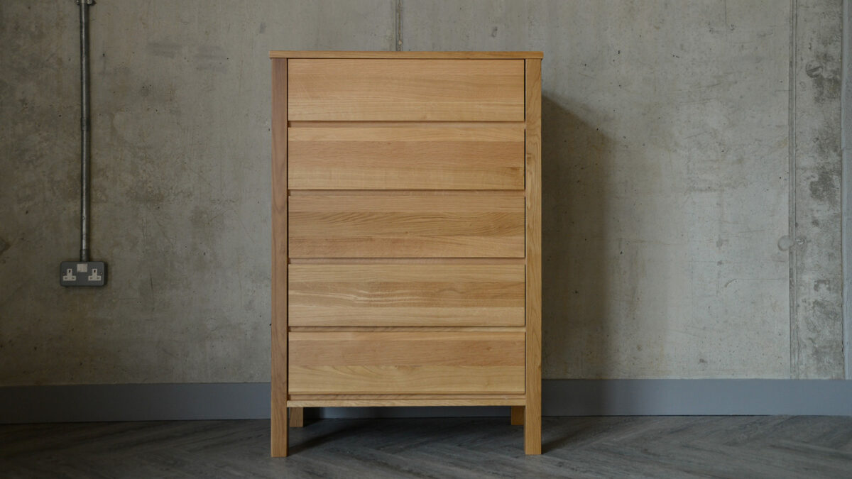 oak tall 5 drawer chest Shaker front