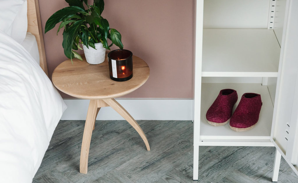 twist leg solid oak bedside or occasional table