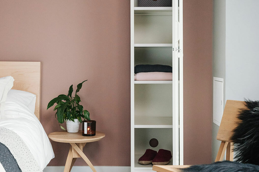 oak twist bedside table with mustard skinny locker PIN