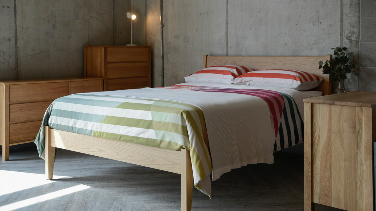 oak zanskar shaker furniture with colourful duvet set