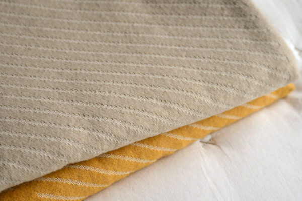 diagonal stripes soft cotton blankets in yellow ochre and beige options