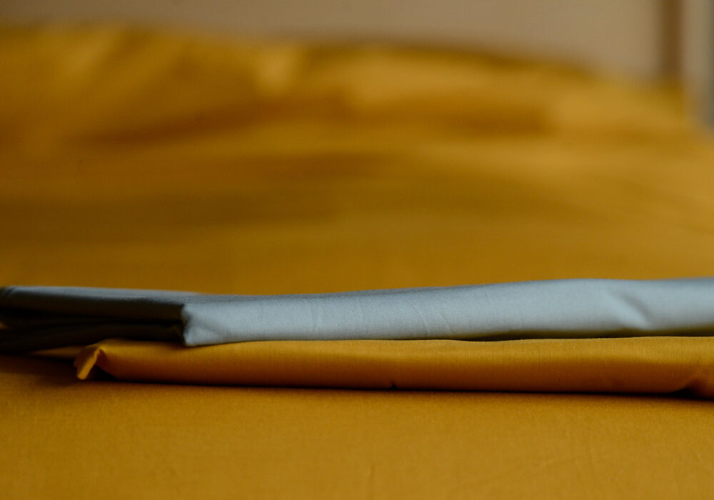 Ochre or Blue Egyptian Cotton Bedding Natural Bed Company