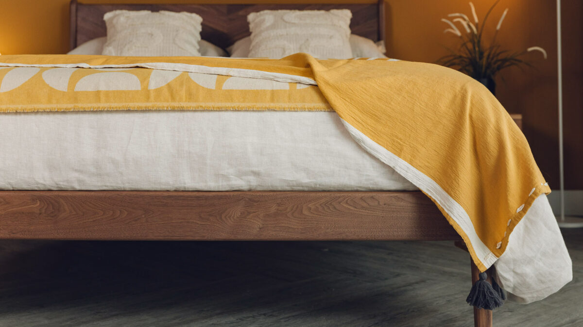 ochre bedspread with tassel detail 1240