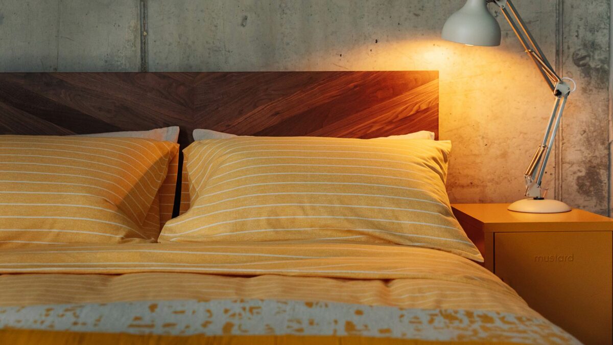 soft and cosy brushed cotton duvet cover set in yellow ochre