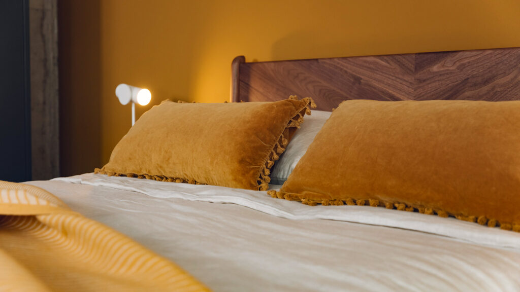 ochre velvet cushions
