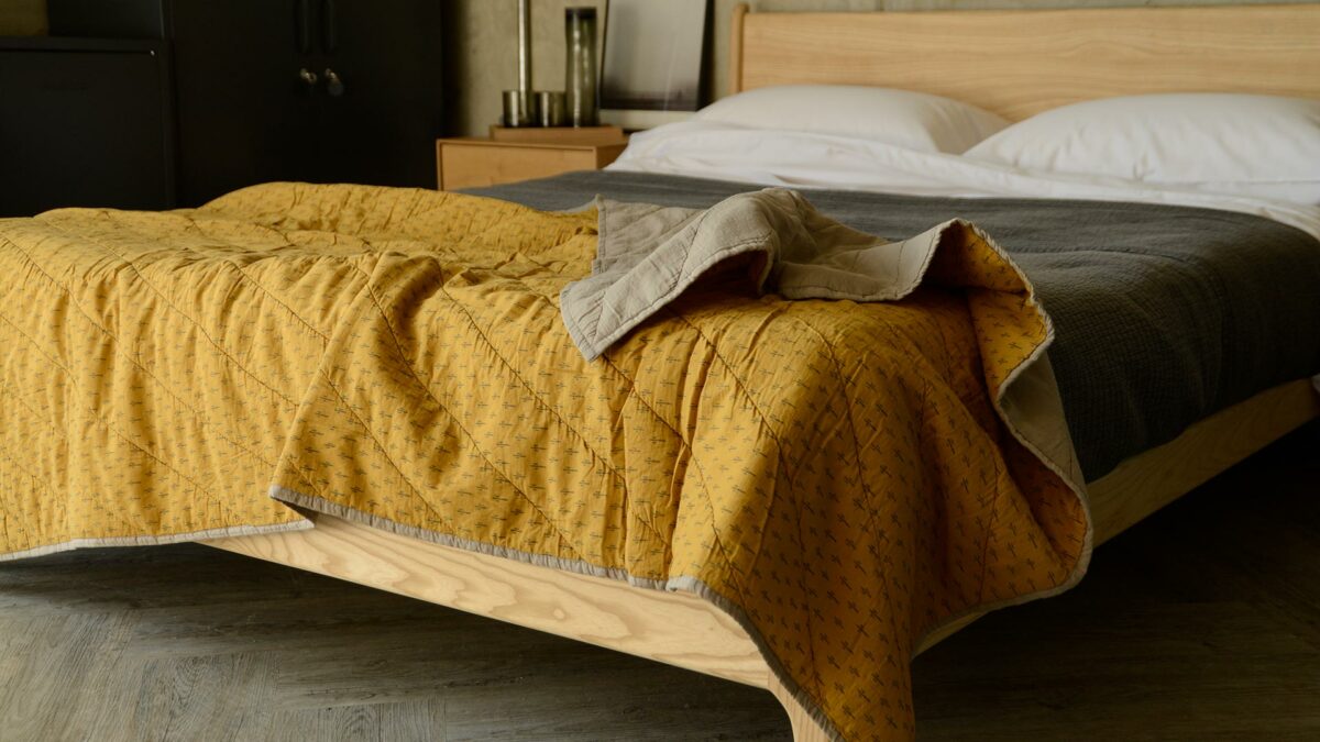 ochre yellow patterned throw 1220