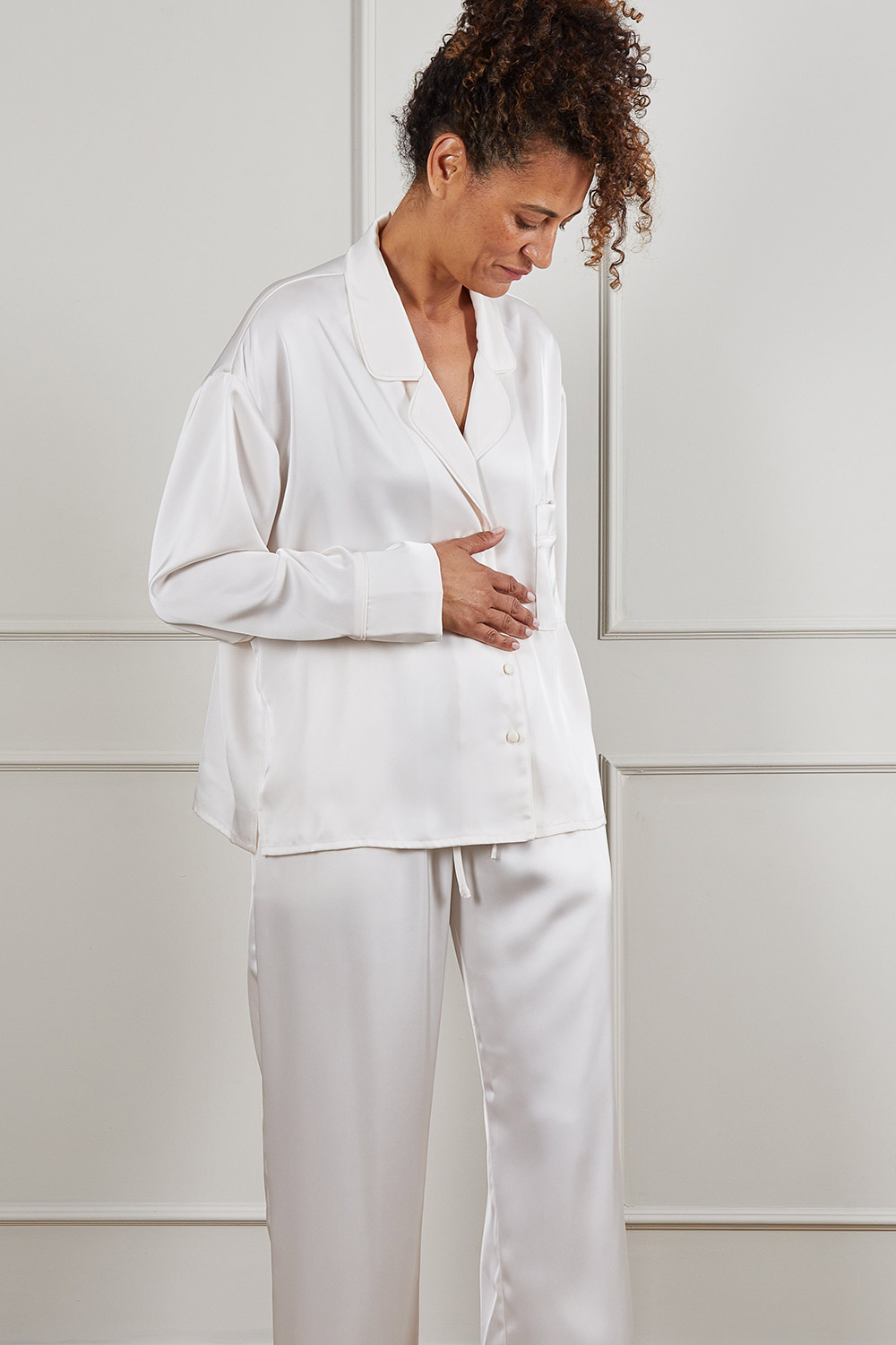 Ivory White Satin Pyjamas