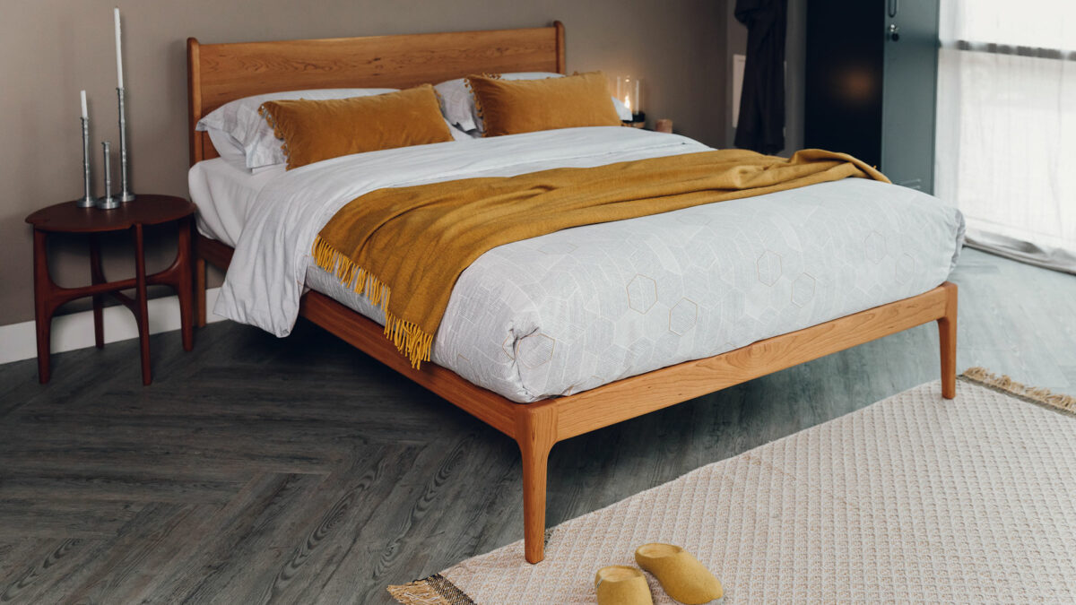 oiled cherry bed with mustard accessories 1280