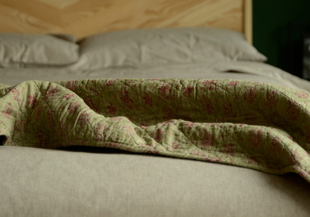 Green Quilted Throw | Throws & Blankets | Natural Bed Company