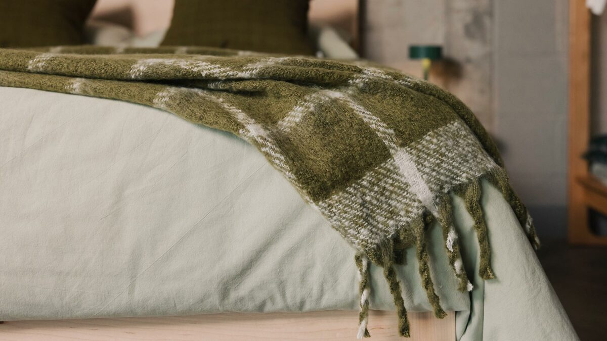 olive check throw detail