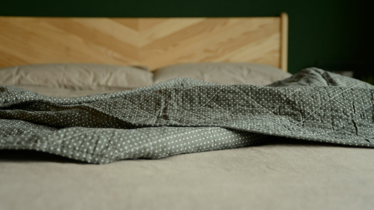 olive grey dot print cotton throw