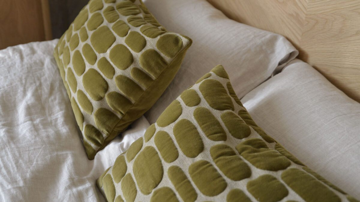 Pebble Pattern Cushions  - Olive Velvet - Image 2