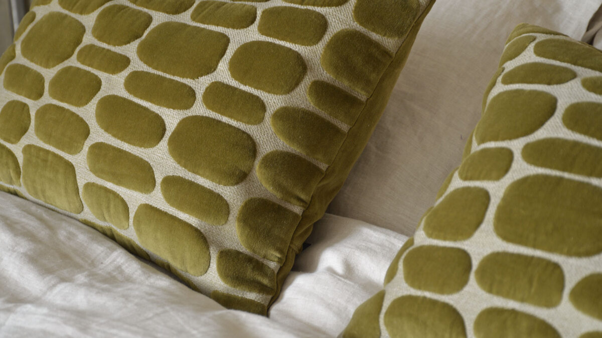Pebble Pattern Cushions  - Olive Velvet - Image 6