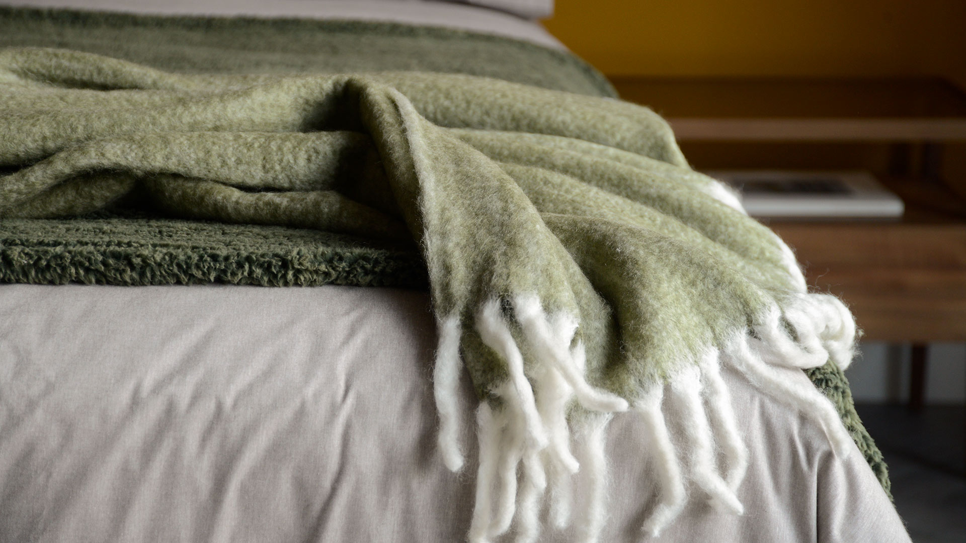 White and green throw hotsell