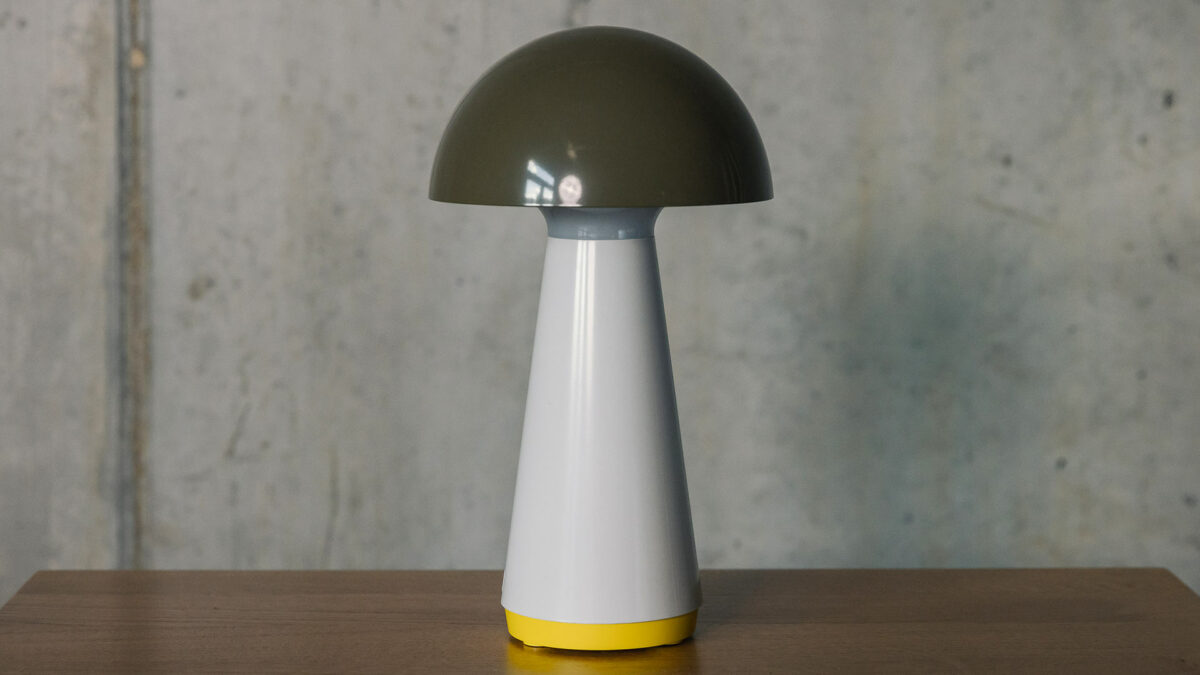 ivory and olive green rechargeable mushroom lamp