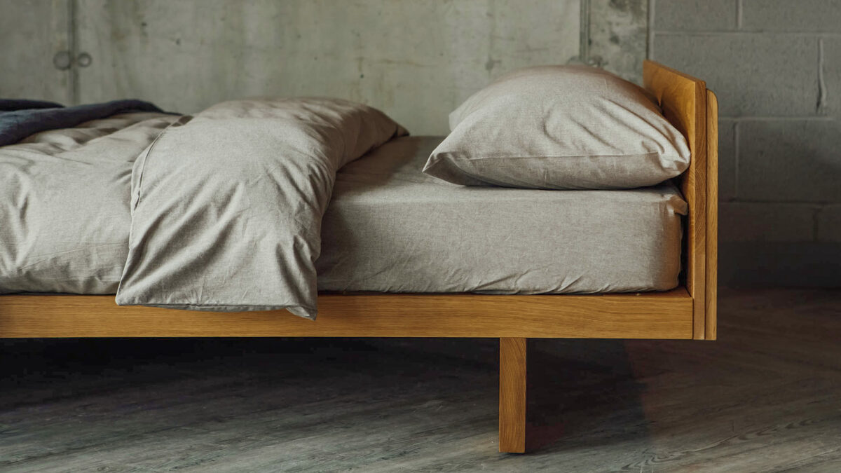 Kyoto a solid wood, low, hand-made bed frame available in a choice of wood.