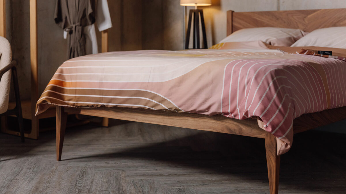 organic cotton duvet set with modern graphic print