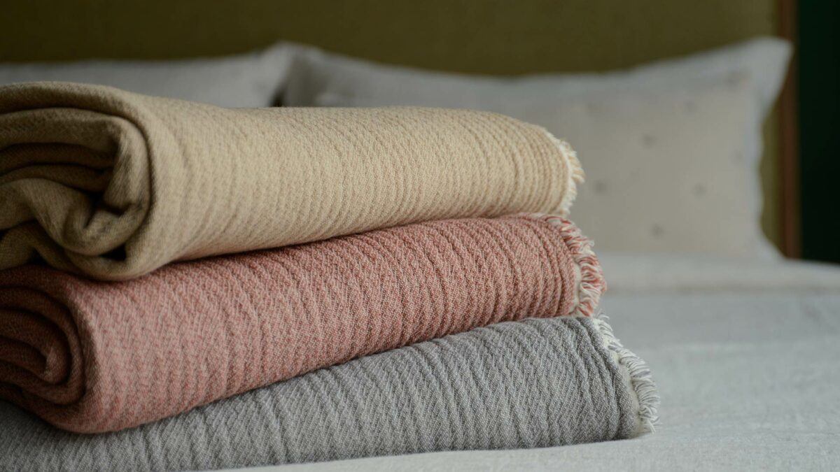 textured organic cotton throws