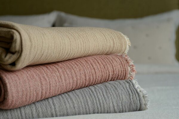 textured organic cotton throws