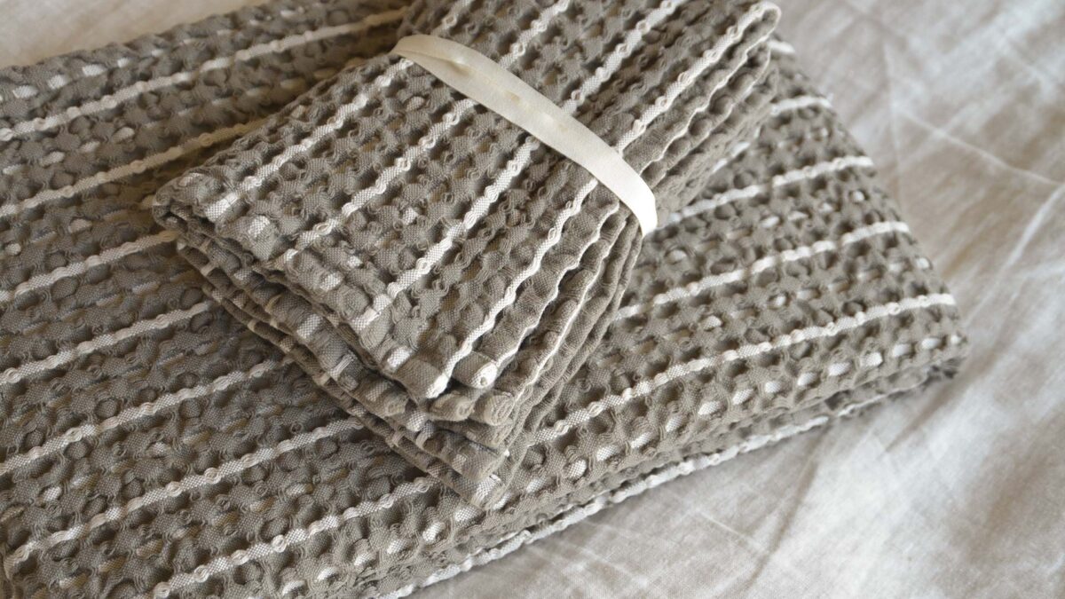 Organic Cotton Waffle Stripe Towels - Image 7