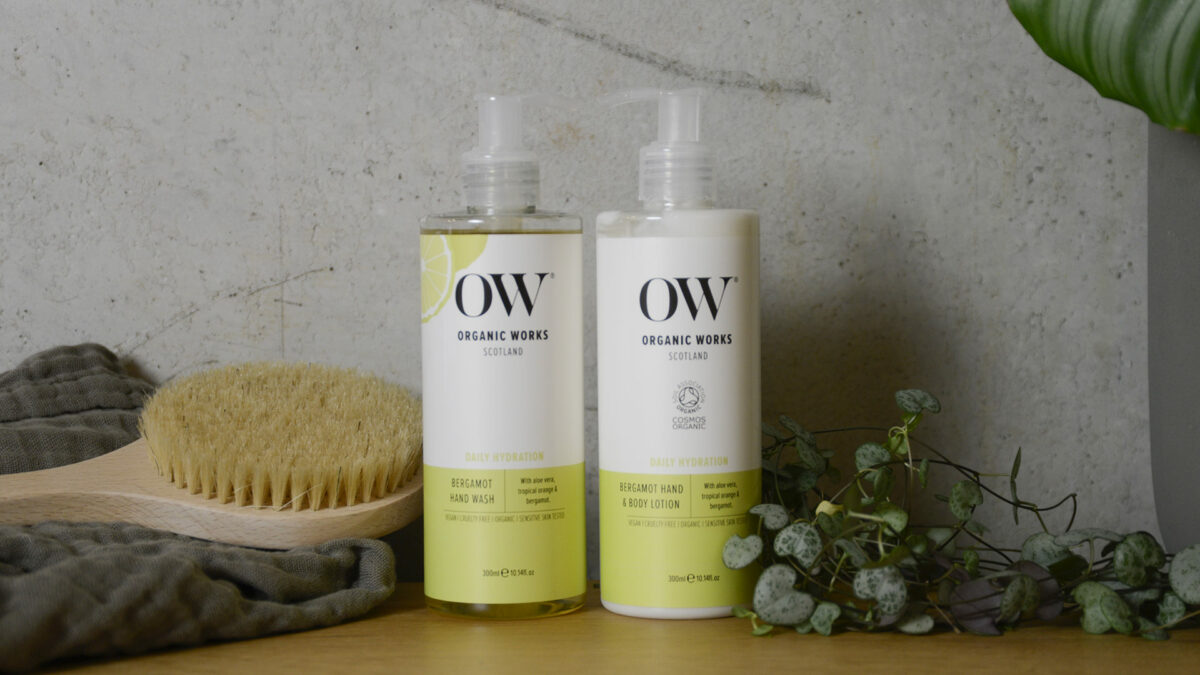 vegan and cruelty free organic hand wash and body lotion with aloe vera, orange and bergamot