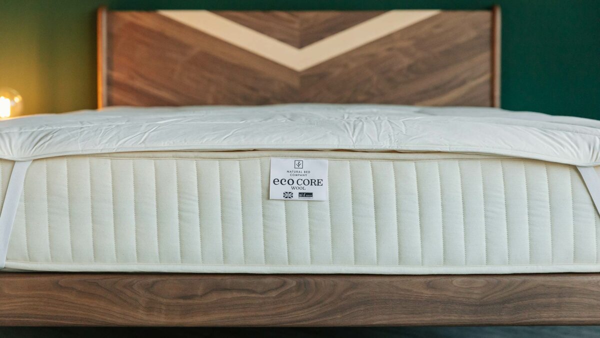 organic wool filled topper with eco core mattress on hoxton