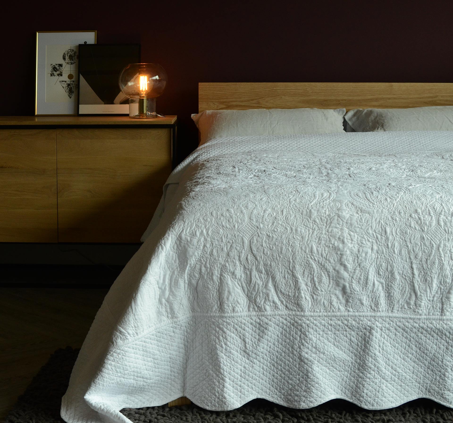 Vintage Embroidered White Bedspread Natural Bed Company