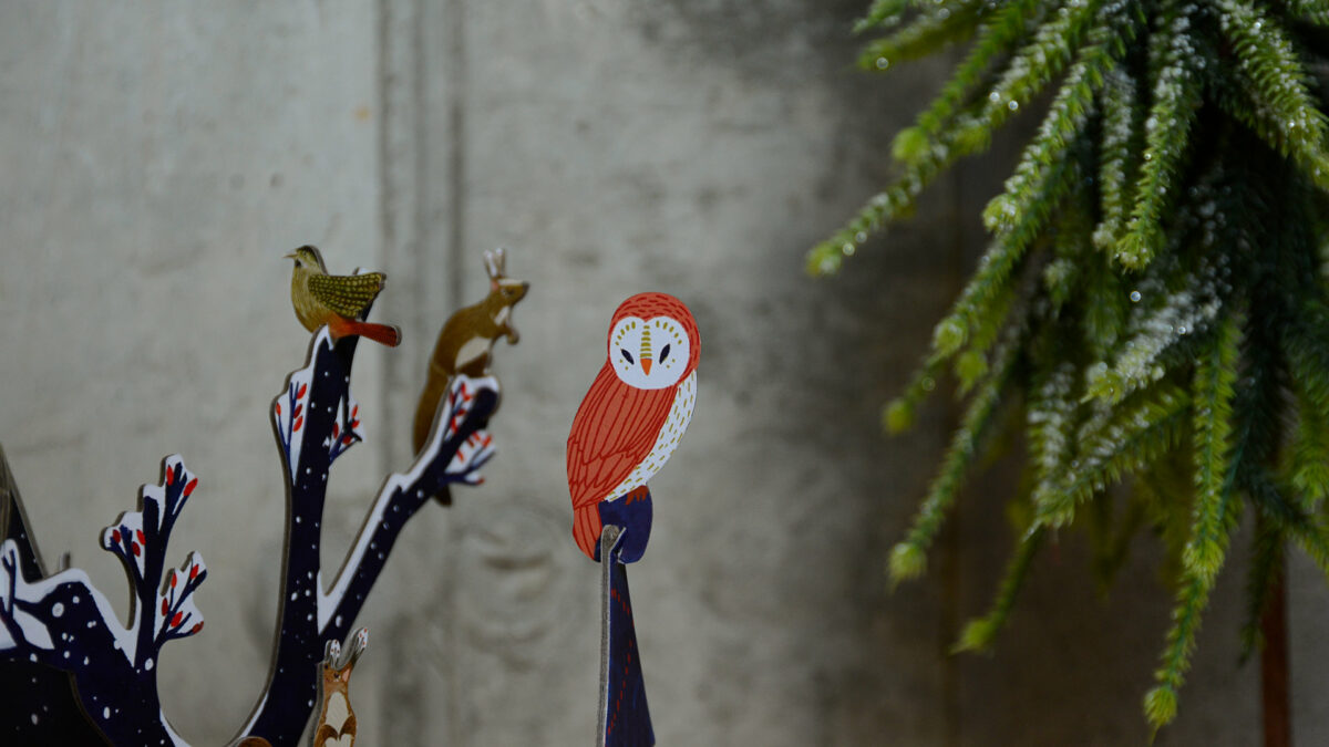 3D advent calendar with wildlife in a snowy scene a close up of the owl