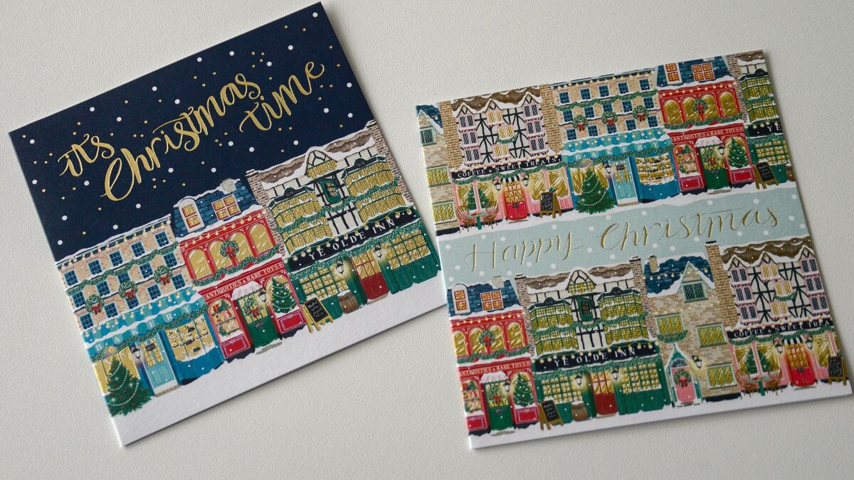 pack of 10 festive storefront cards 2 designs