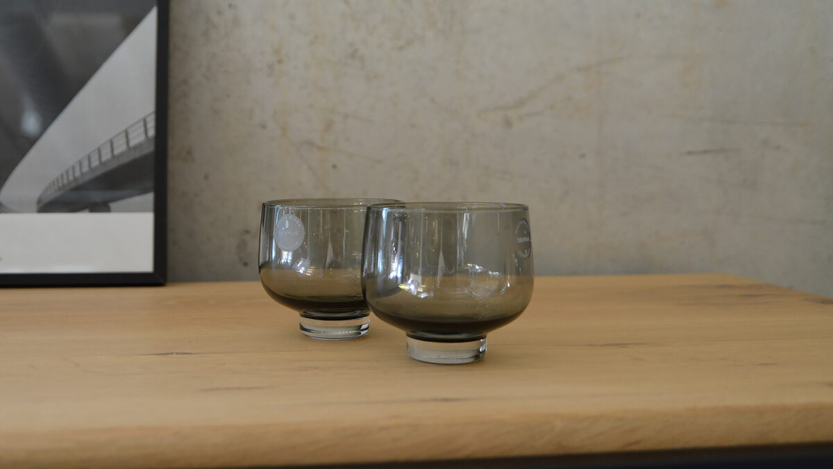 pair of smoke glass tumblers