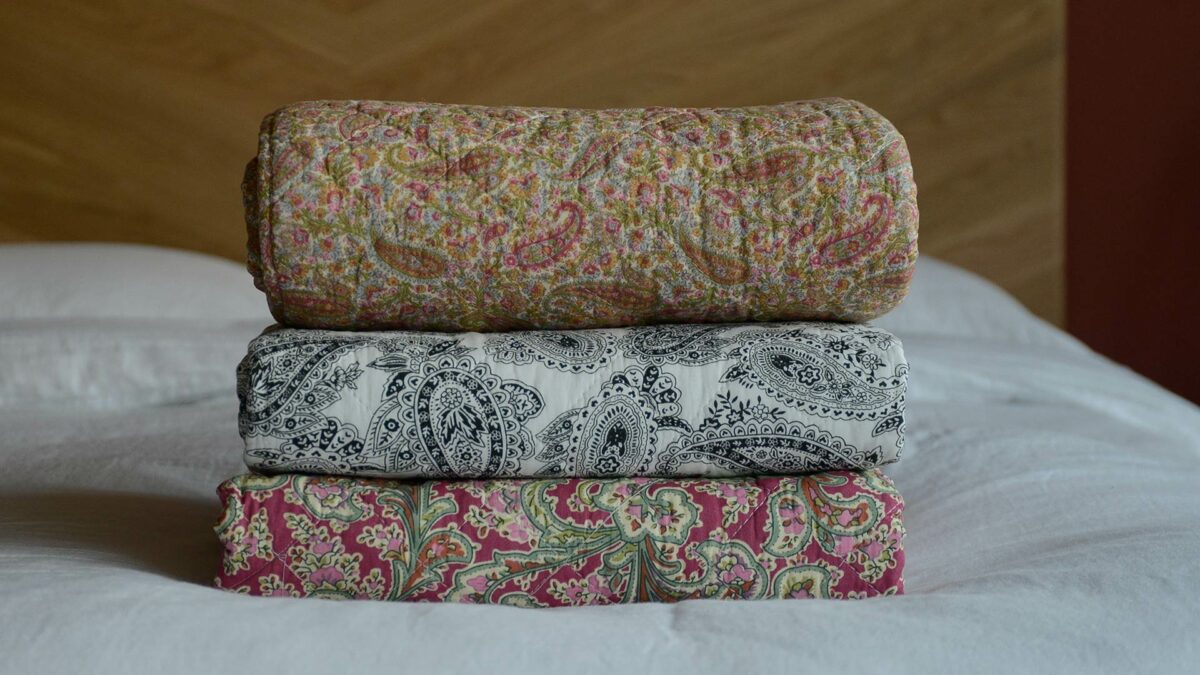 paisley quilted throws stack