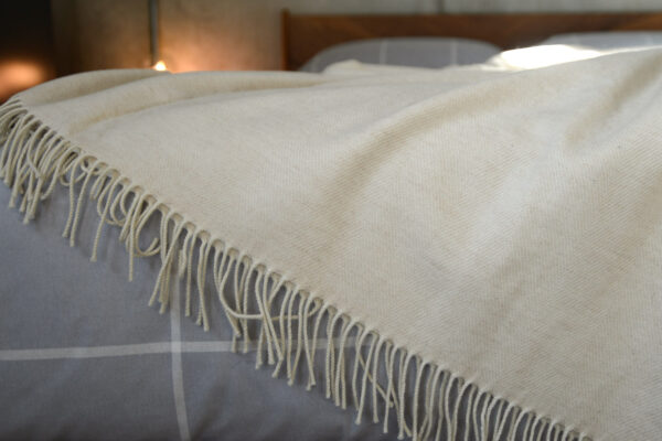 pure merino herringbone throw in cream