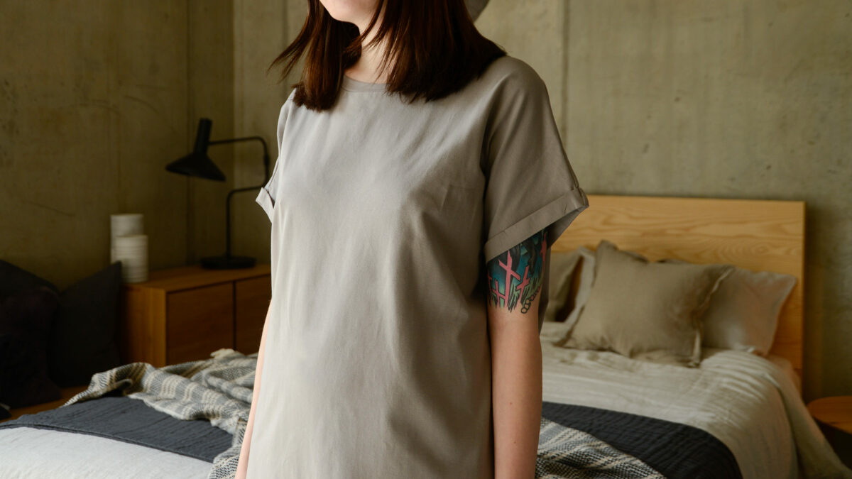 soft organic cotton t shirt dress grey