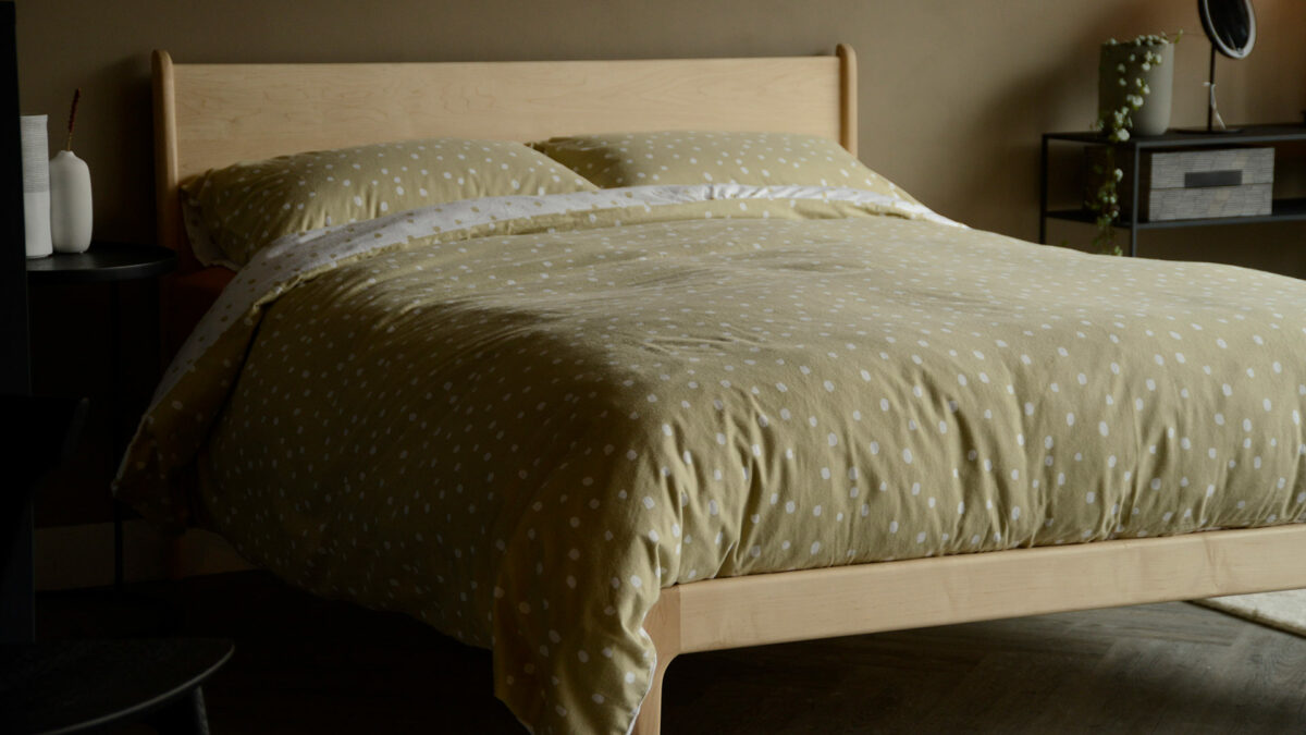pale olive dots duvet set in brushed cotton