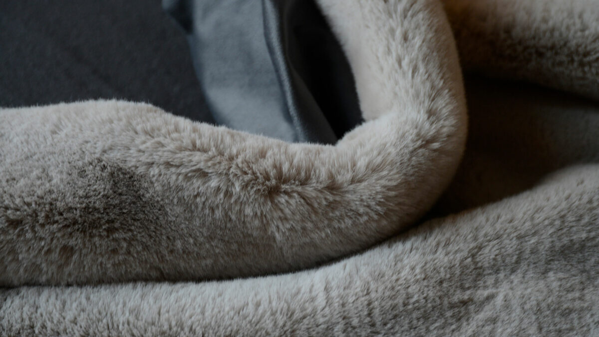 pale warm grey faux fur detail