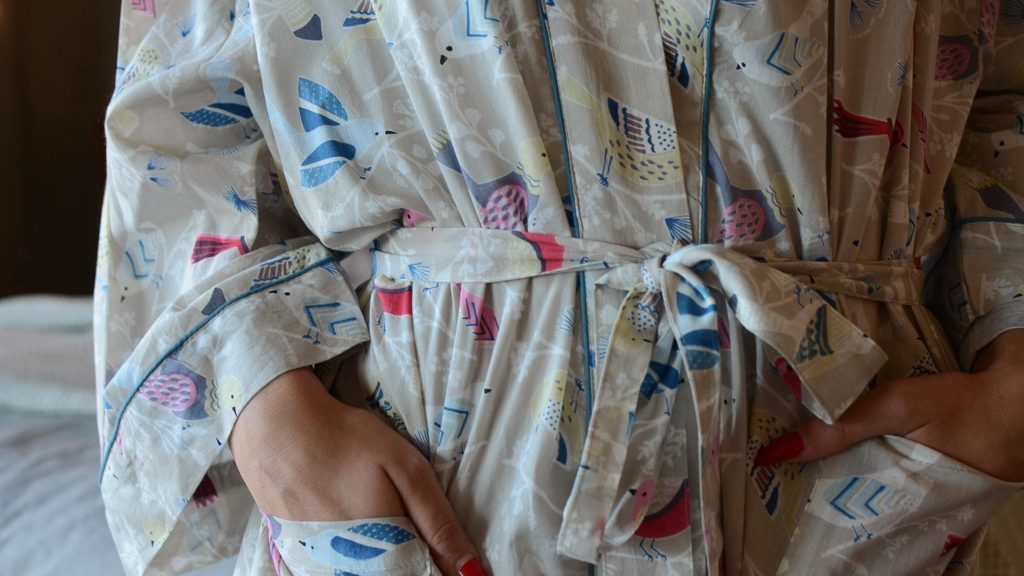 Pastel Bird Pattern Kimono