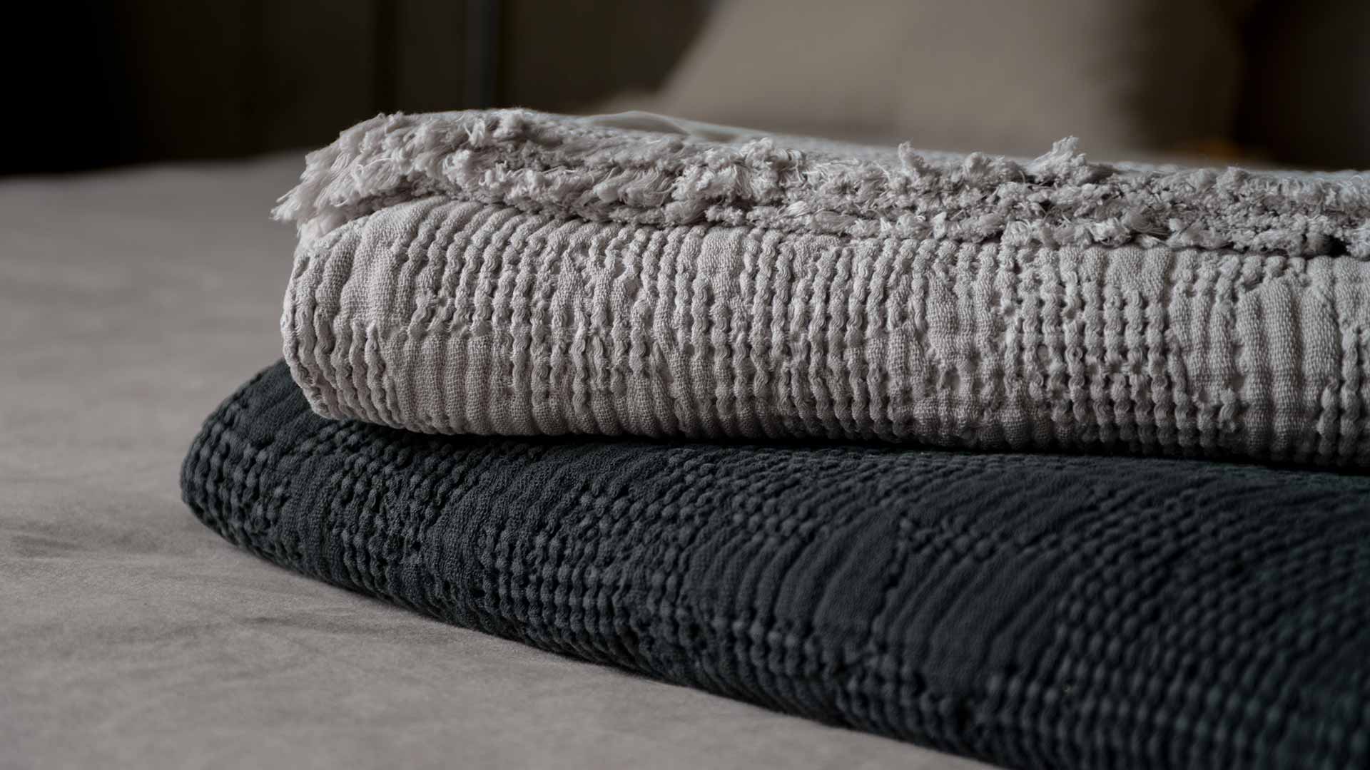Grey waffle bed throw best sale