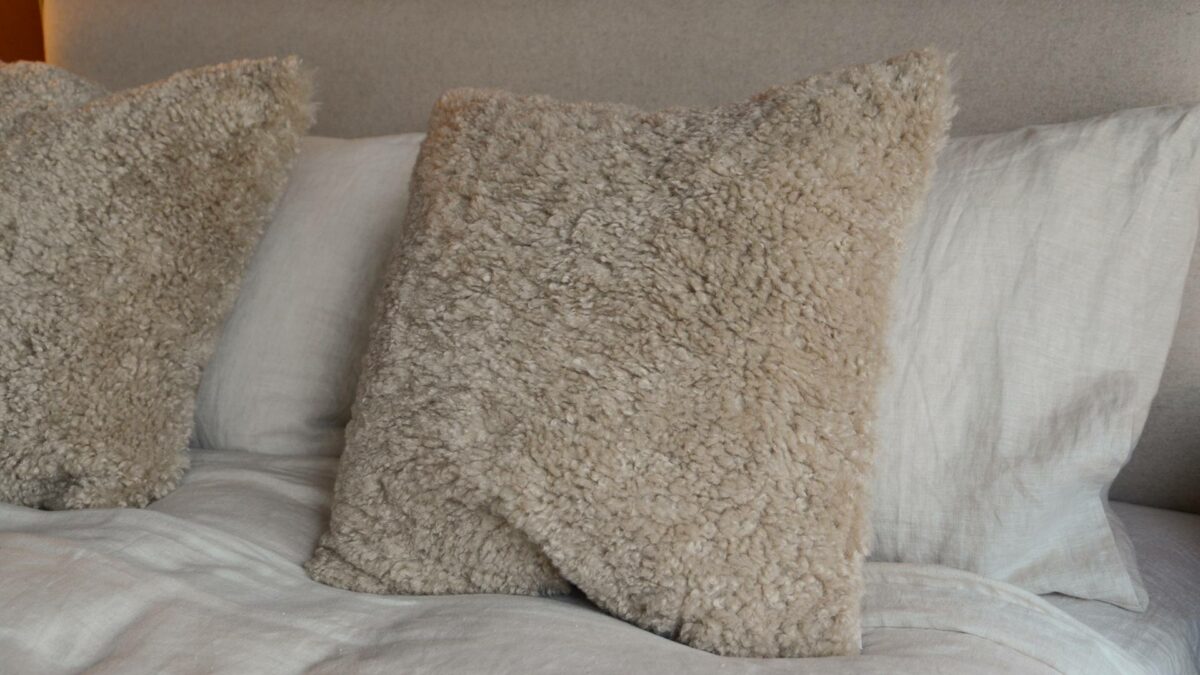 pebble cushions faux fur